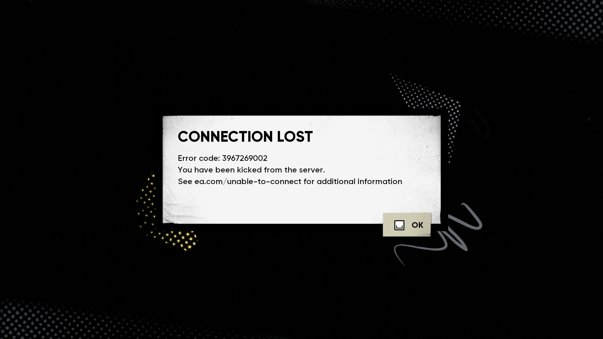 Infinite black loading screen/3967269002 error code | EA Forums